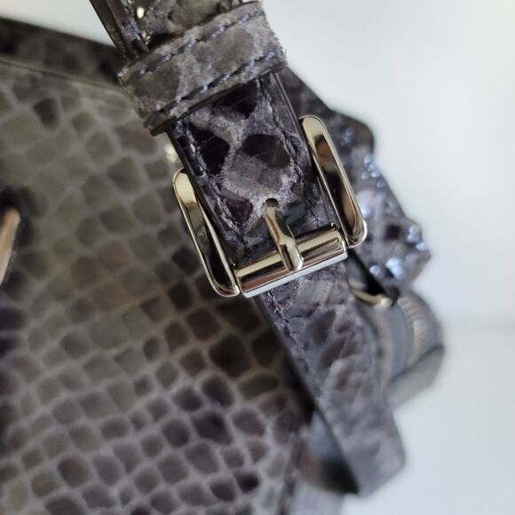 Michael Michael Kors Grey Snake Embossed Leather Medium Selma Tote - Picture 9 of 13